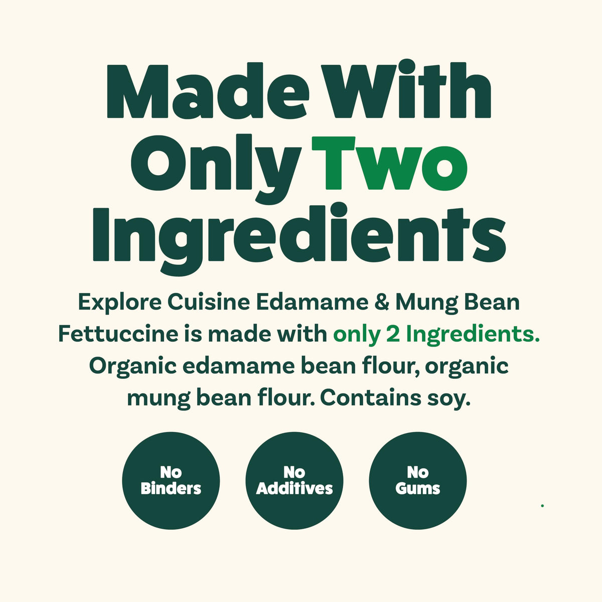 EXPLORE CUISINE Cooked Edamame & Mung Bean Fettuccine plate shows al dente texture.