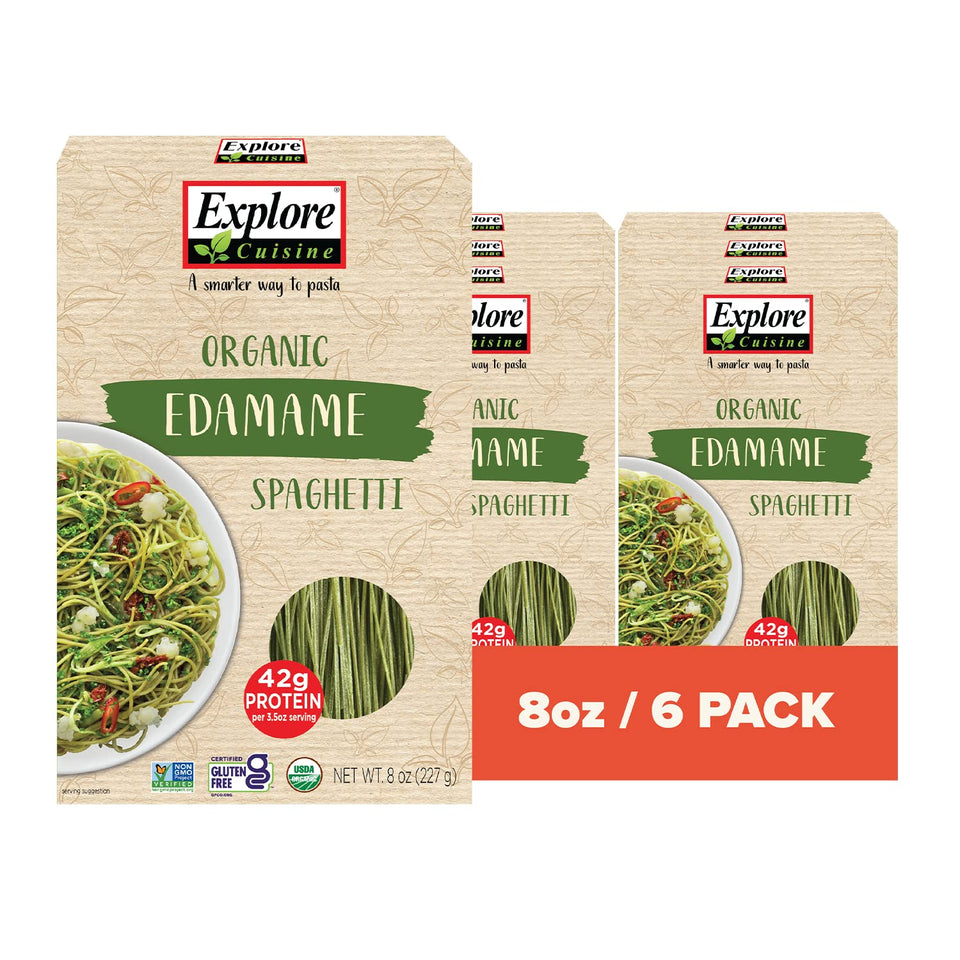 Explore Cuisine Edamame Spaghetti pack6-8oz—protein-rich vegan pasta for meals