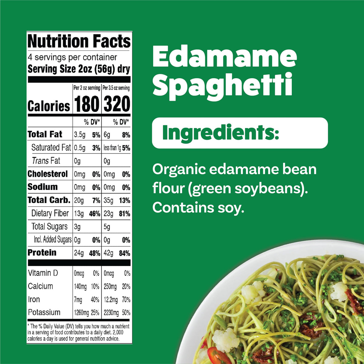 Explore Cuisine Edamame Spaghetti uncooked strands ready for quick weeknight dinners.