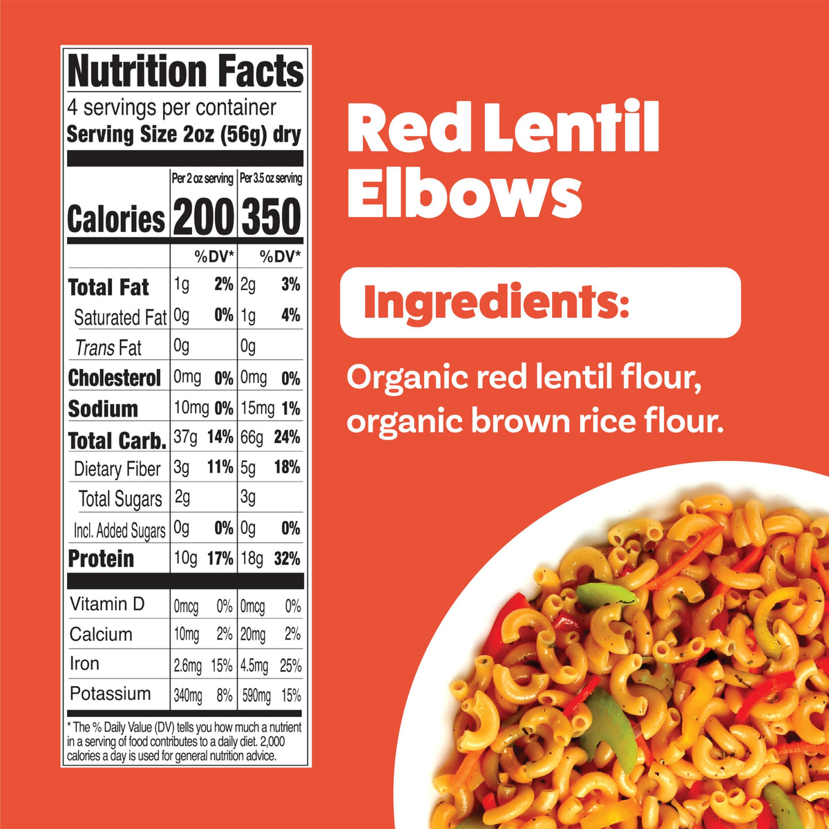 Explore Cuisine Organic Red Lentil Elbows raw pasta ready to boil for a quick, protein-rich meal.