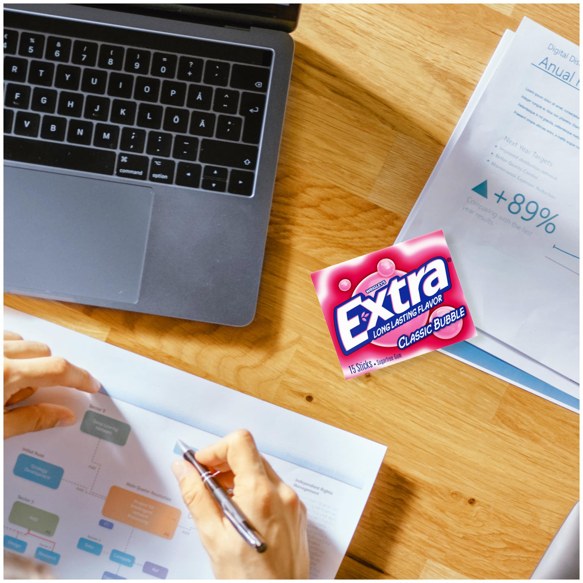Extra gum during commute, keeping fresh breath on the move.