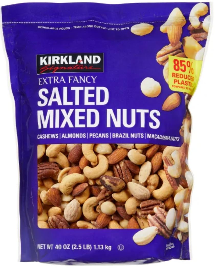 Extra fancy Signature Kirkland Fancy Mixed Nuts: convenient snack, protein-rich energy, sharing platter.