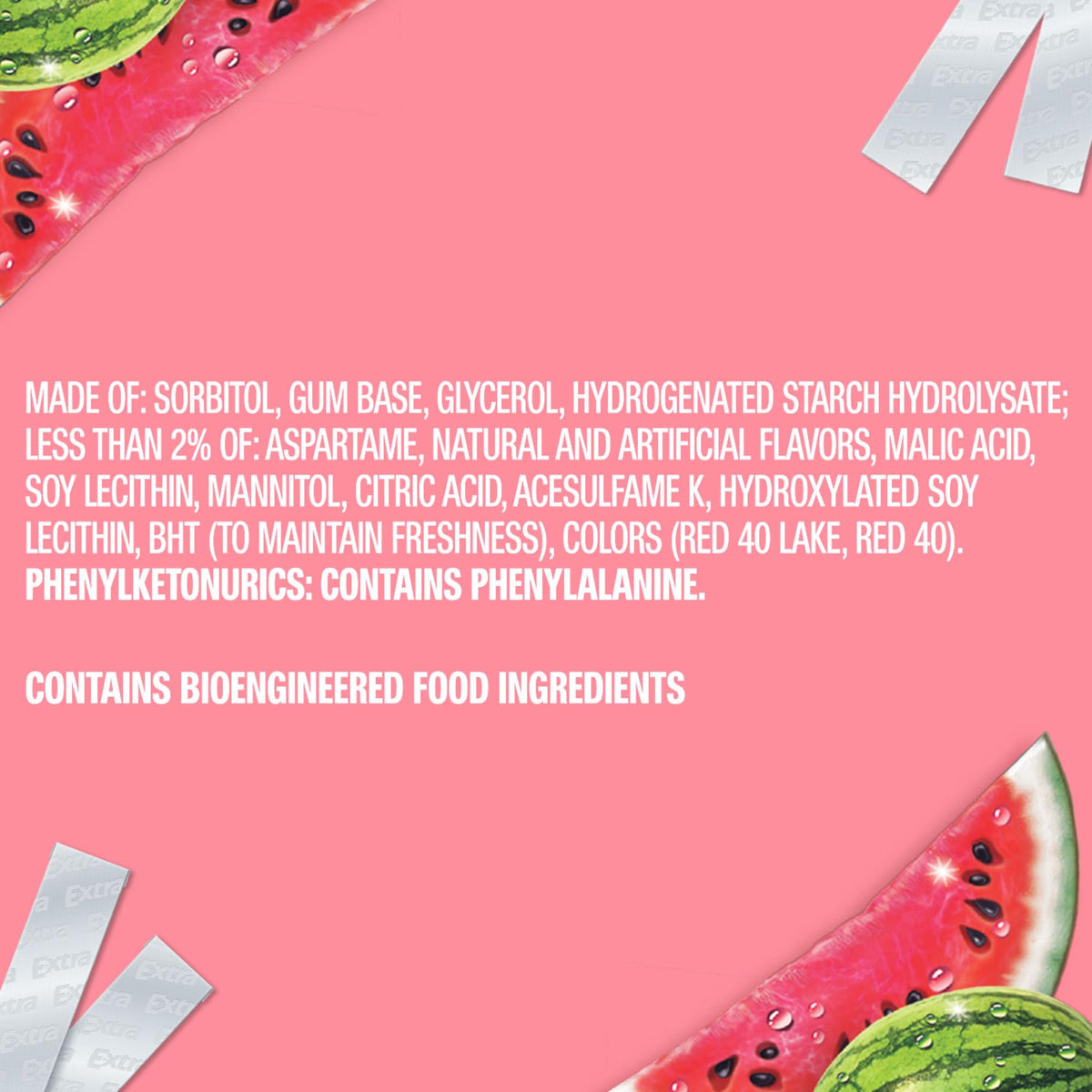 Extra Fruit Sensation Gum Watermelon close-up sticks appealing to flavor seekers