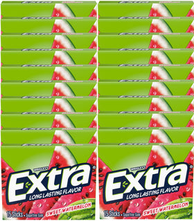 Extra Fruit Sensation Gum Watermelon pack front showing bulk 20 packs for convenient stocking