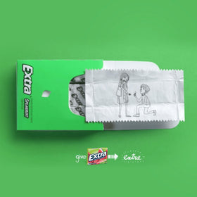 Extra Fruit Sensation Gum Watermelon pack on desk highlights office mid-day boost