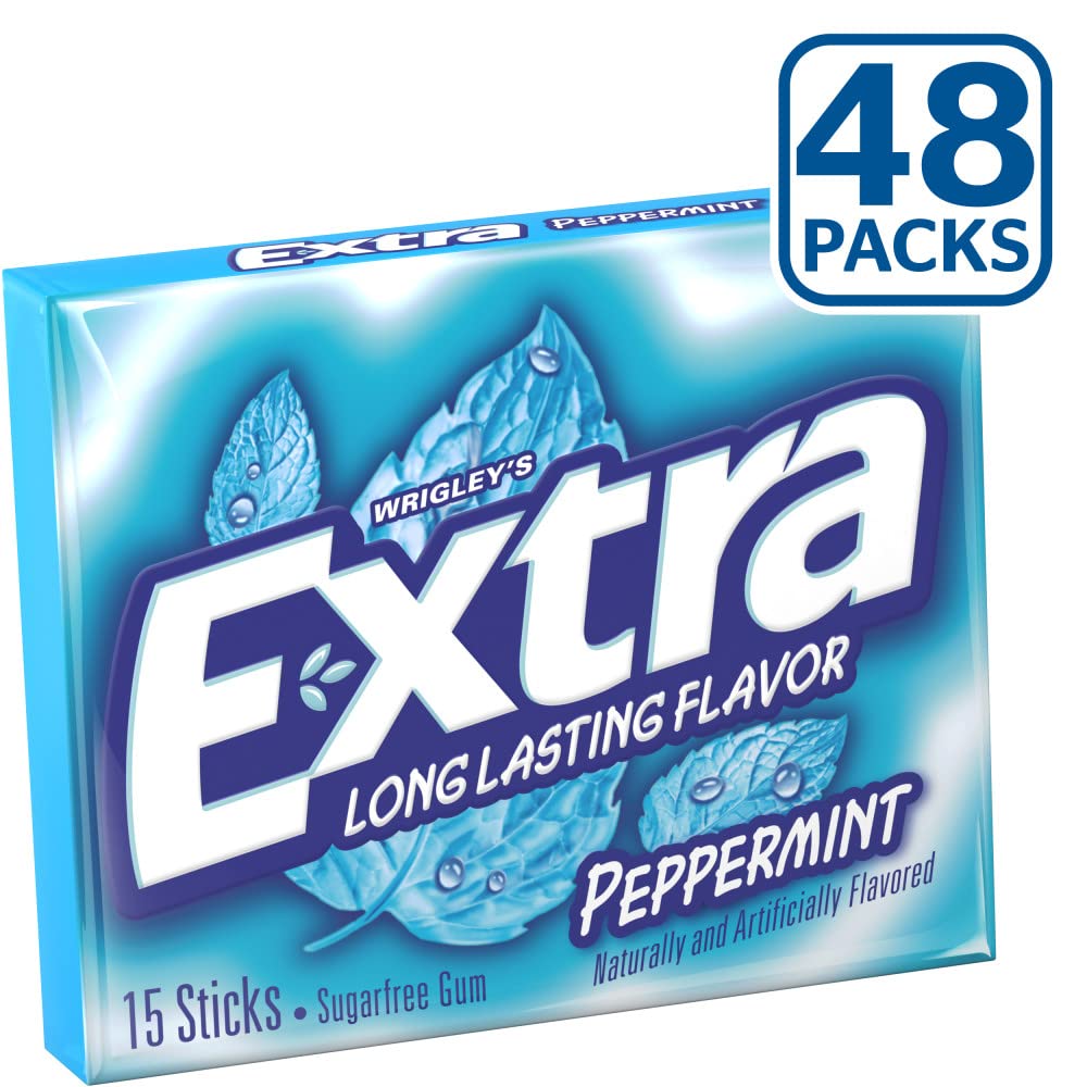 Individually wrapped Extra Peppermint gum sticks ready for sharing or solo use.