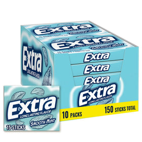 Extra Gum Smooth Mint pack offers long-lasting fresh breath on the go.