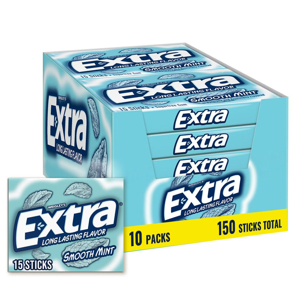 Extra Gum Smooth Mint pack offers long-lasting fresh breath on the go.