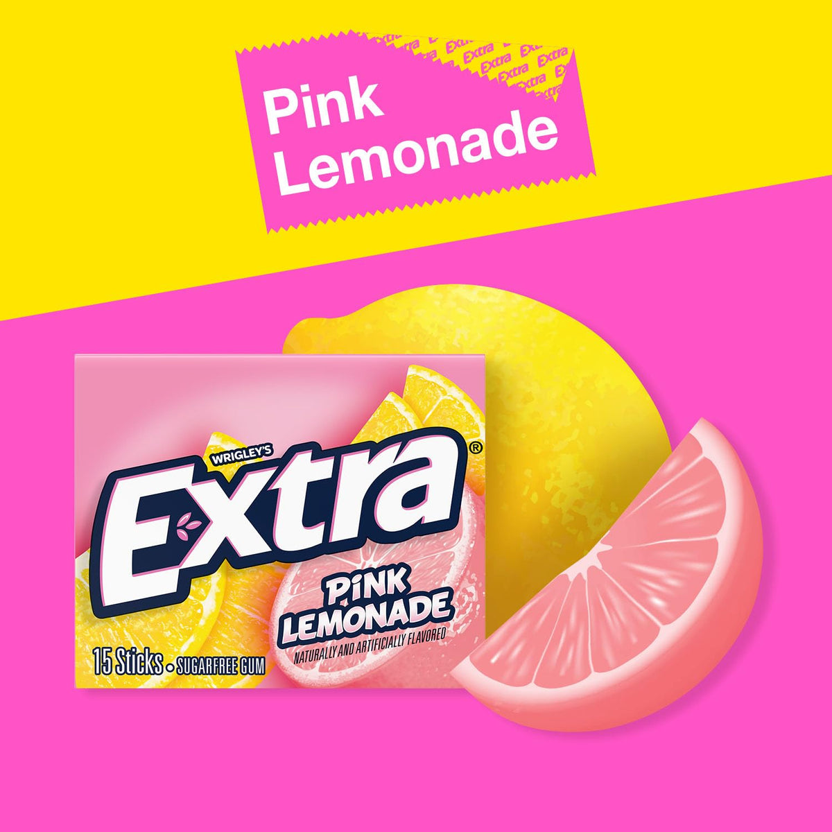 EXTRA Pink Lemonade Gum 15 sticks per pack for quick breath refresh