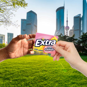 Compact packaging of EXTRA Pink Lemonade Gum keeps flavor accessible