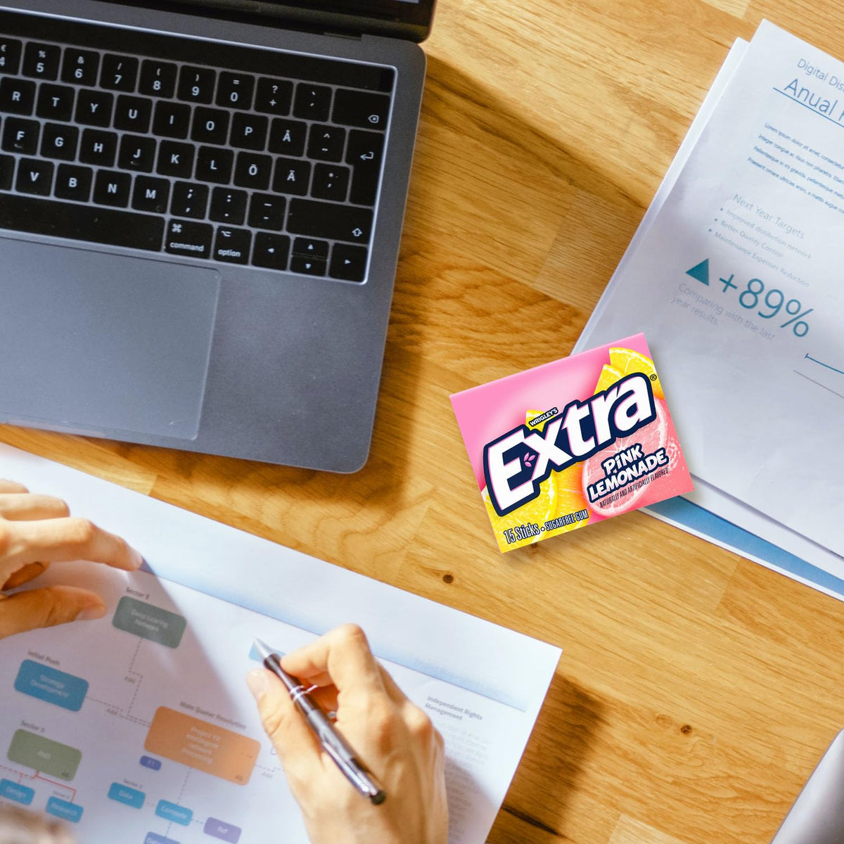 EXTRA Pink Lemonade Gum is perfect for on-the-go flavor during breaks
