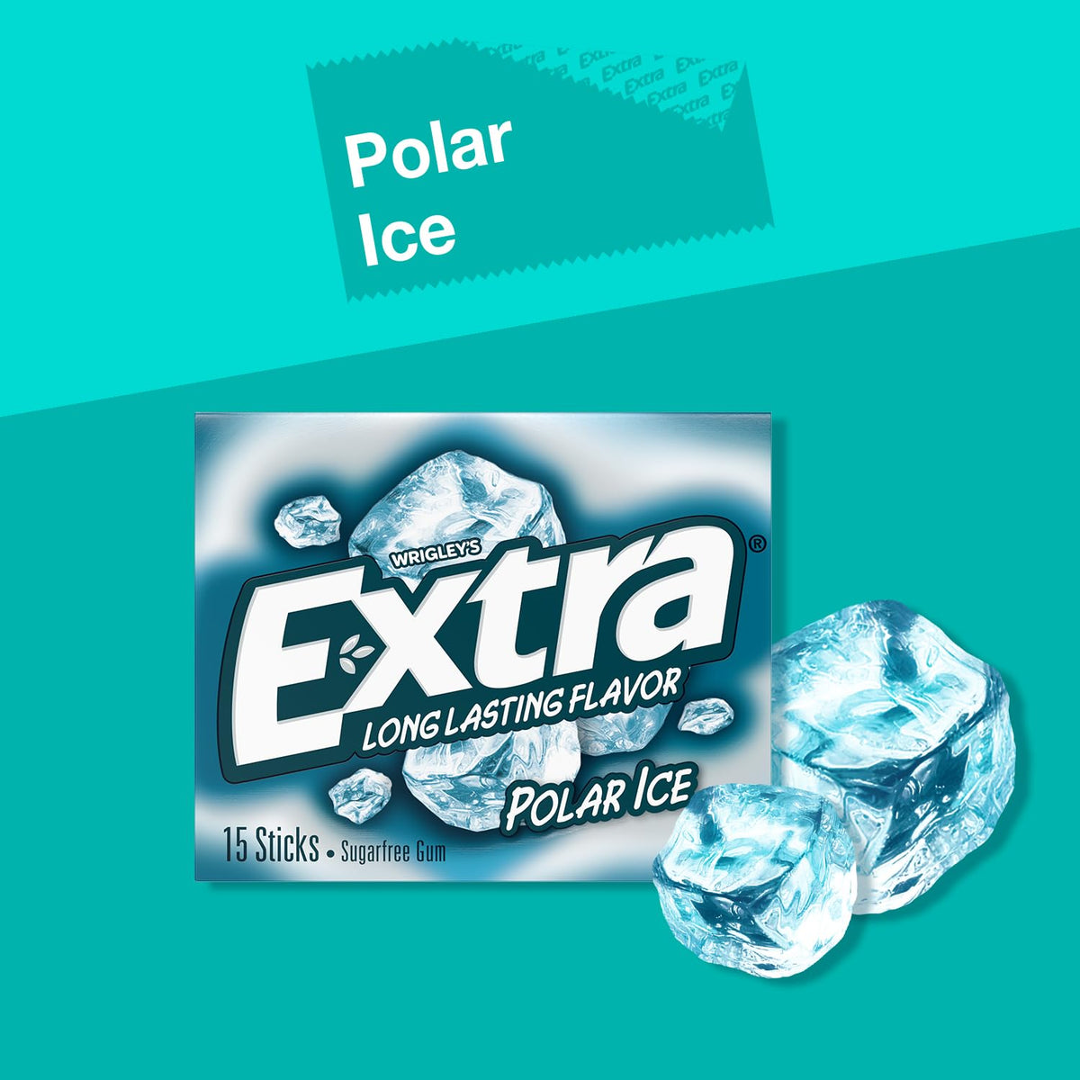 Extra Polar Ice gum pack inside wraps highlights convenient bulk supply.