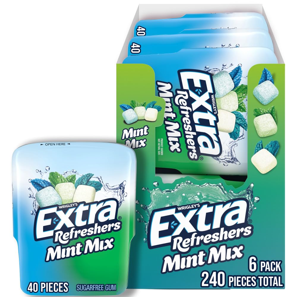 EXTRA Refreshers Mint Mix Gum bottle pack for travel and on-the-go freshness.