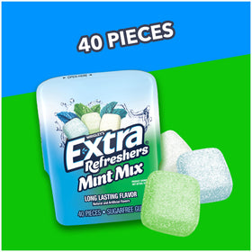 EXTRA Refreshers Mint Mix Gum icy spearmint flavor close-up.