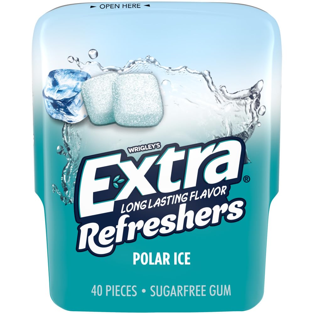 EXTRA Refreshers Polar Ice gum center reveals refreshing mint flavor