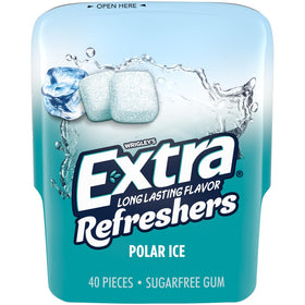 EXTRA Refreshers Polar Ice gum center reveals refreshing mint flavor