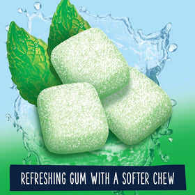 EXTRA Refreshers Spearmint gum chewy center closeup shows flavorful chew.