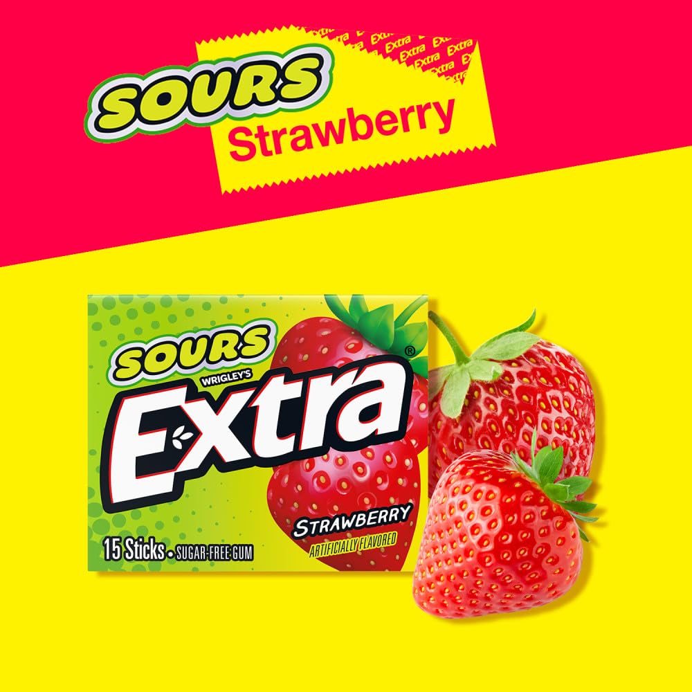 Extra Sours Strawberry bag-ready pack for travel and study sessions.