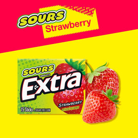 Extra Sours Strawberry bag-ready pack for travel and study sessions.
