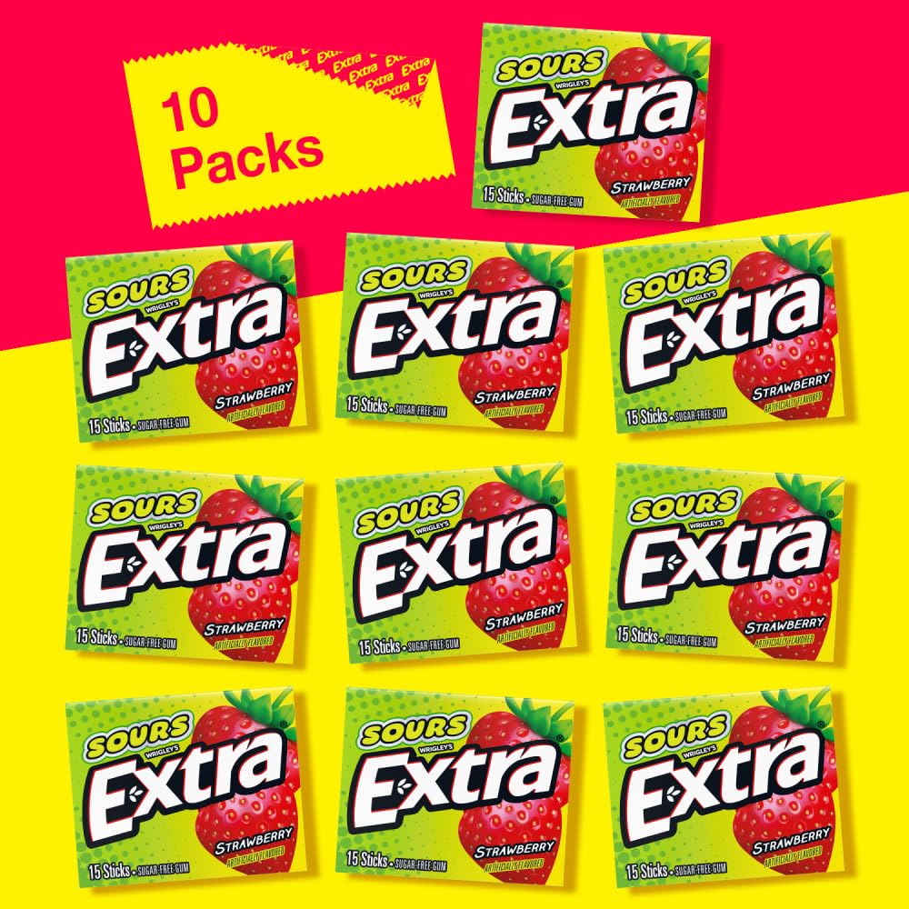 Extra Sours Strawberry breath refresh after meals.