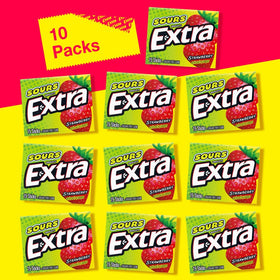 Extra Sours Strawberry breath refresh after meals.