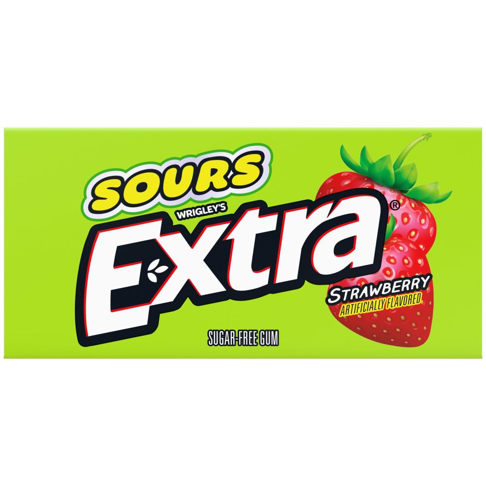Close-up of Extra Sours Strawberry stick highlighting tangy flavor.