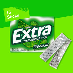 Extra Spearmint individually wrapped sticks for on-the-go freshness.