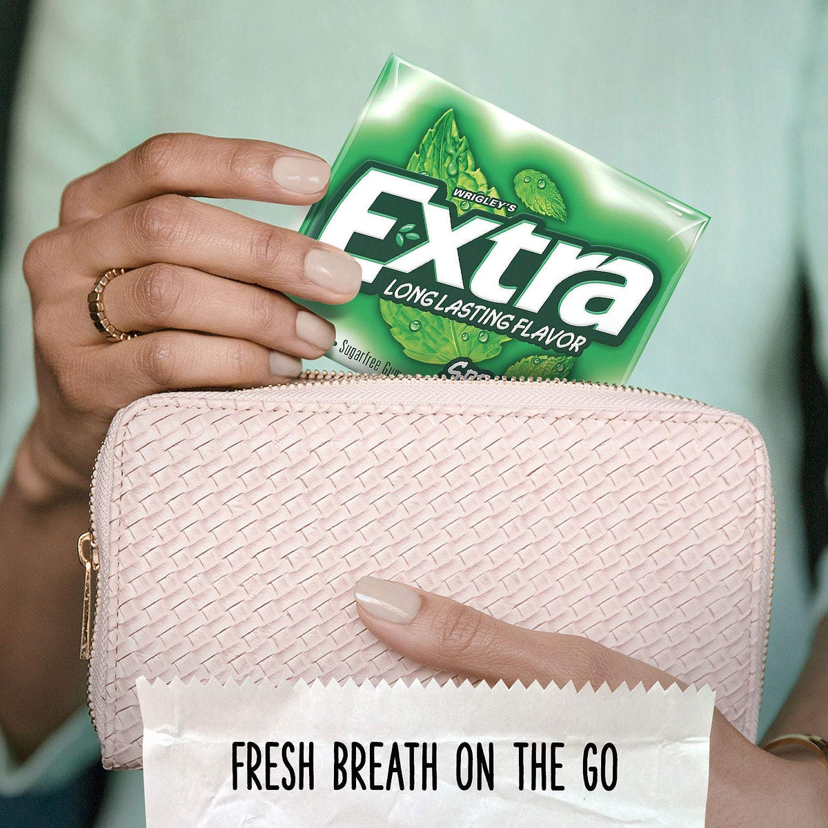 Open pack of Extra Spearmint sugar-free gum for daily freshness.