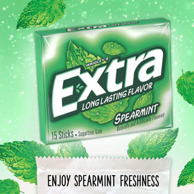 Extra Spearmint sugar-free gum on the go for quick breath freshening.