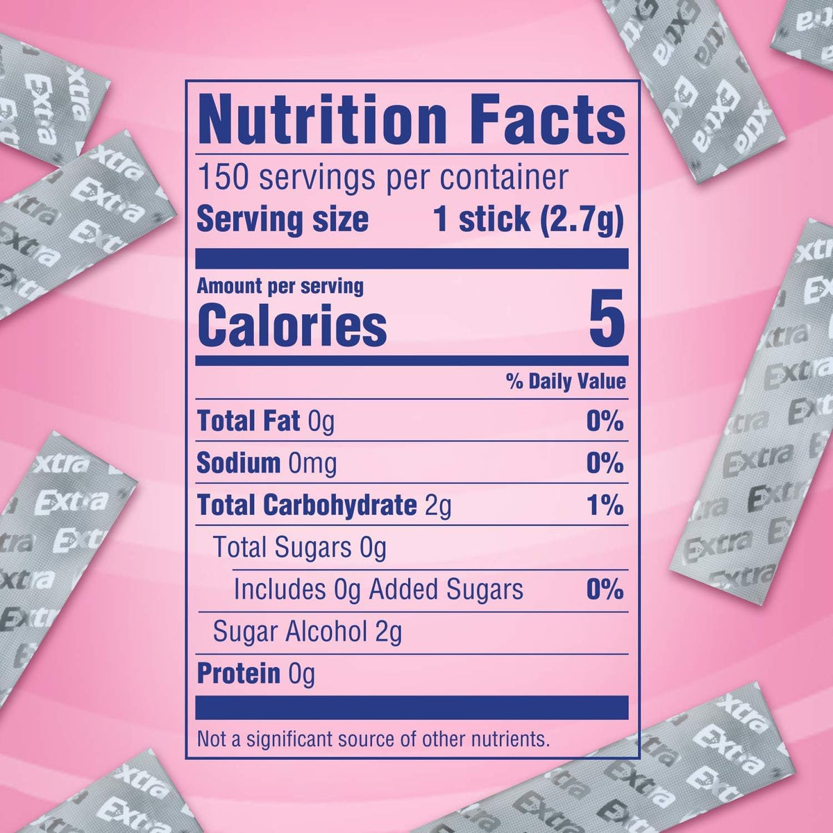 Extra Sugar Free Gum Classic Bubble color-foil appears travel-friendly