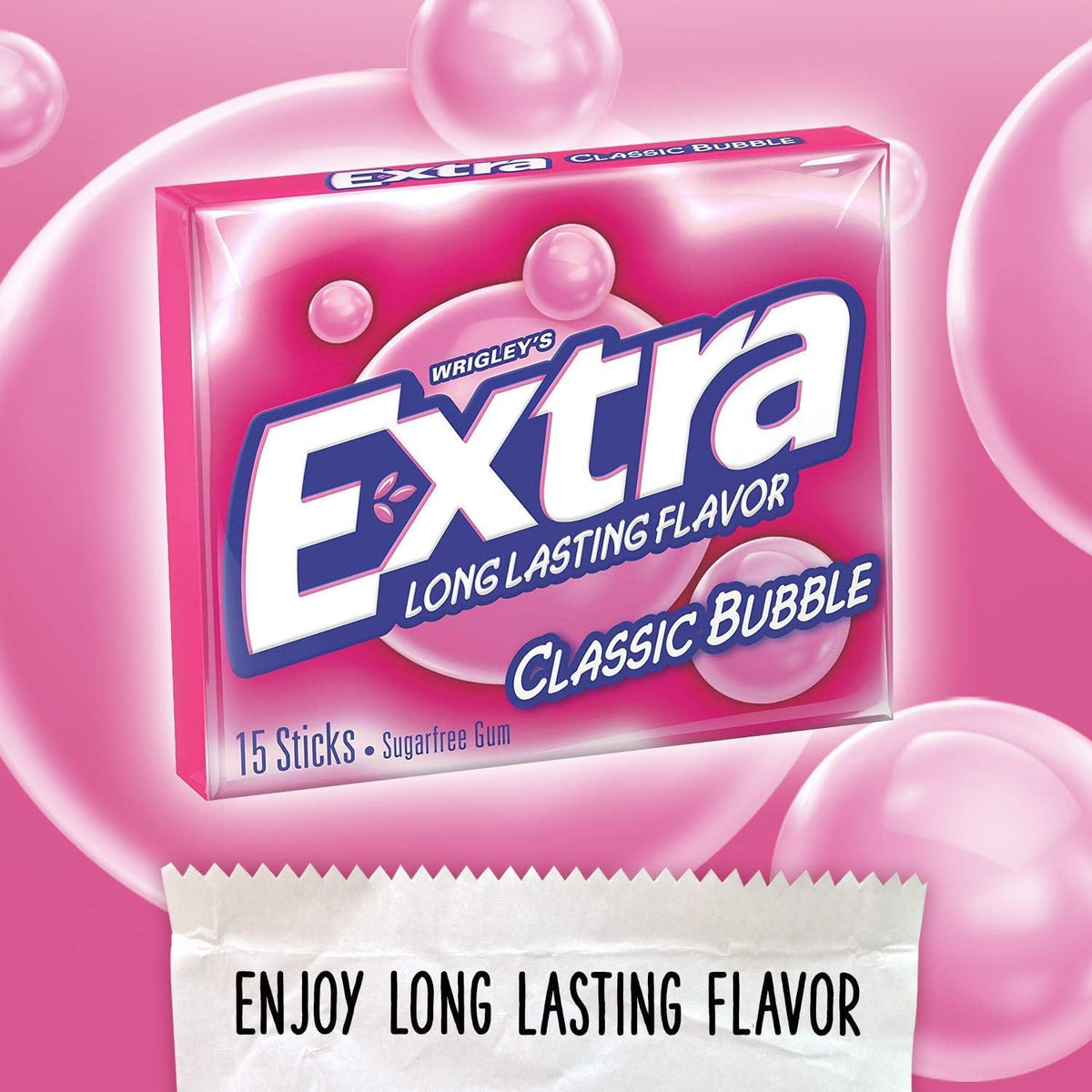 Extra Sugar Free Gum Classic Bubble pack-20 graphics catch the eye