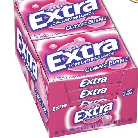 Extra Sugar Free Gum Classic Bubble pack 20 side view for easy on-the-go refresh