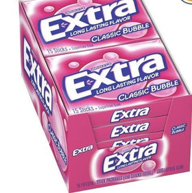 Extra Sugar Free Gum Classic Bubble pack 20 side view for easy on-the-go refresh