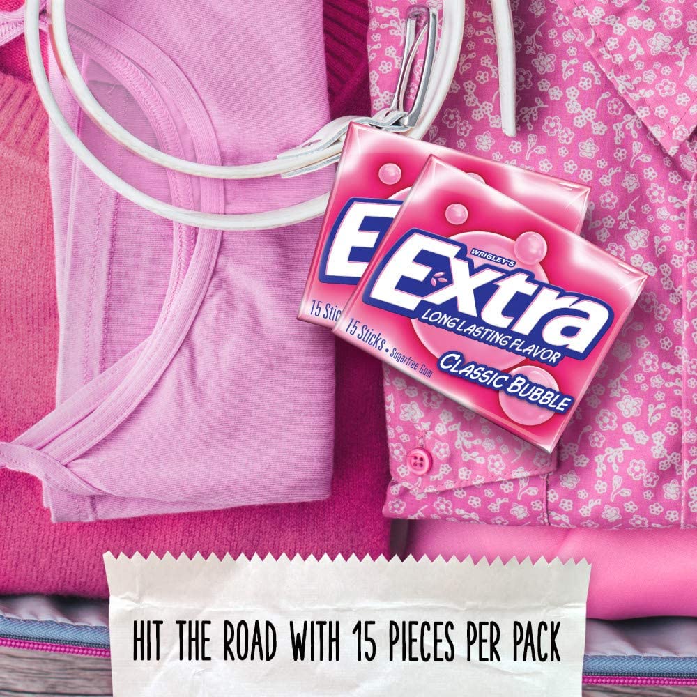 Extra Sugar Free Gum Classic Bubble twist-packs are easy to open