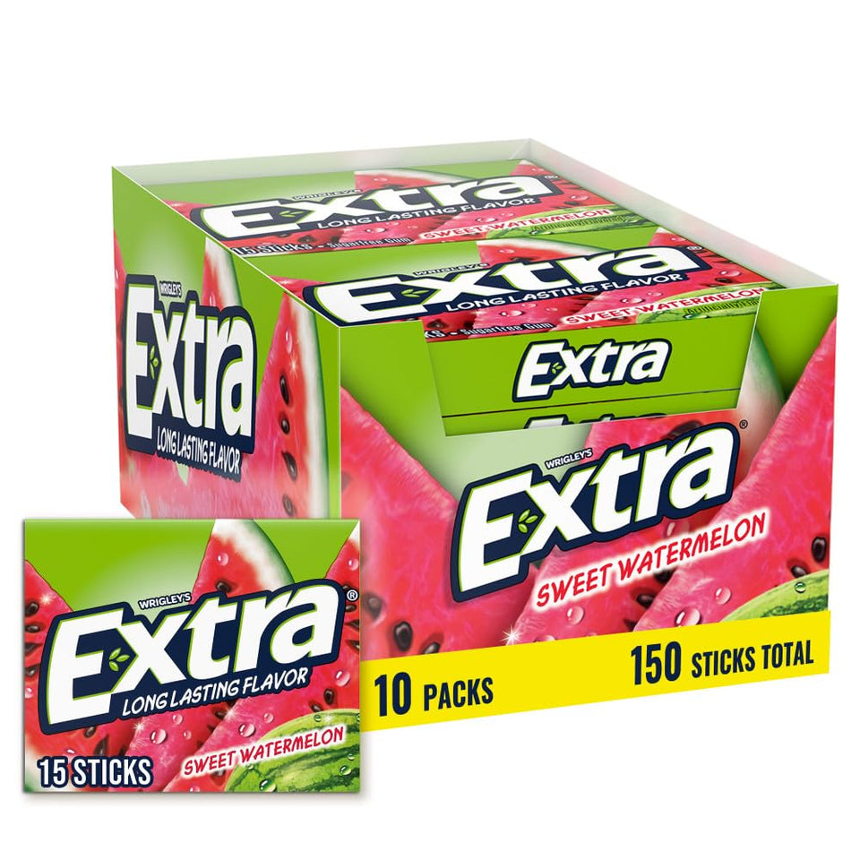 Extra sugar free watermelon gum bulk box shows shareable freshness for on the go.
