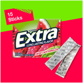 Individual wraps preserve flavor in Extra Sugar Free Watermelon gum.