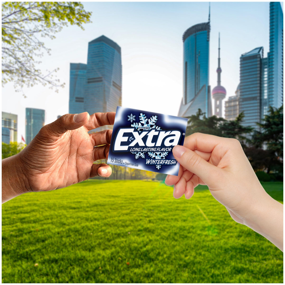 Extra Winterfresh individually wrapped gum pieces for easy sharing
