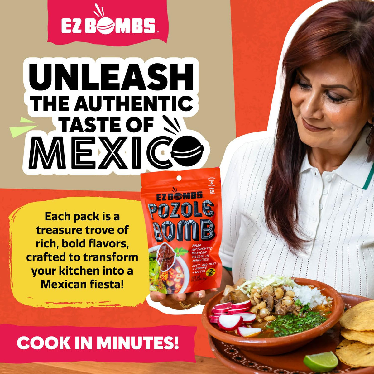 EZ Bombs Pozole Bomb 2-pack packaging showing convenience for families