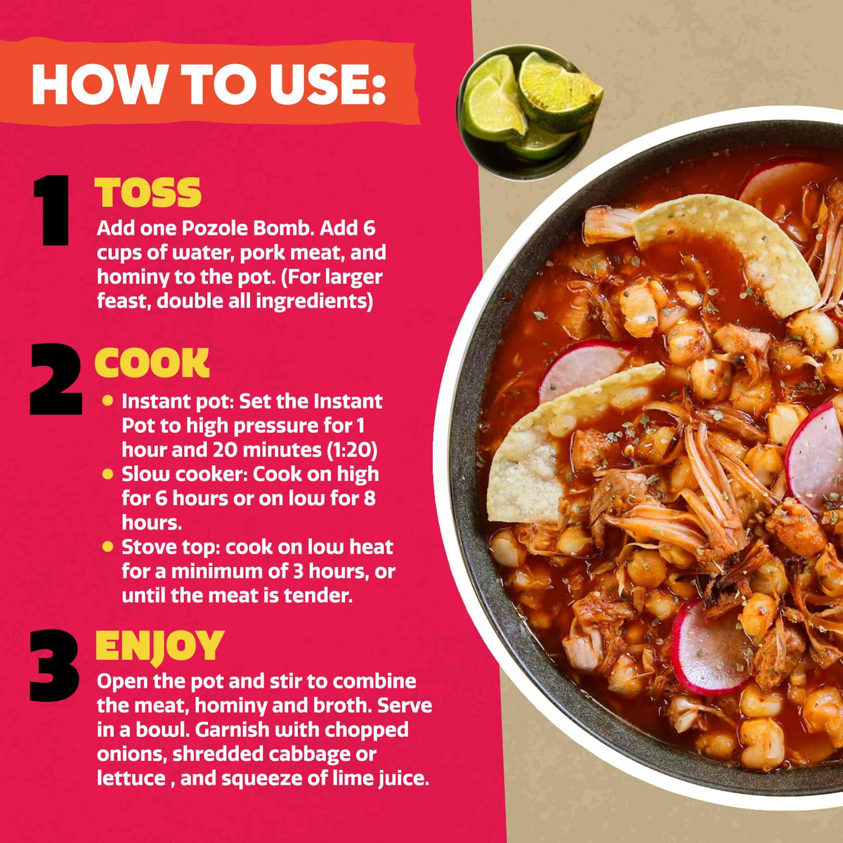 EZ Bombs Pozole Bomb seasoning simmering in a pot to enrich pozole