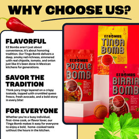 EZ Bombs Tinga Bomb torta serving idea with sauce.
