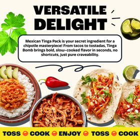 EZ Bombs Tinga Bomb Tostadas served with toppings.