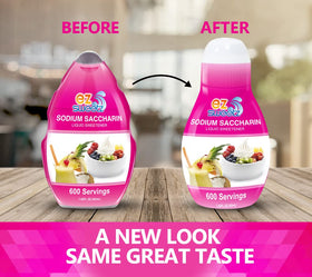 EZ-Sweetz bottle label detail highlights zero calories and sugar-free sweetness