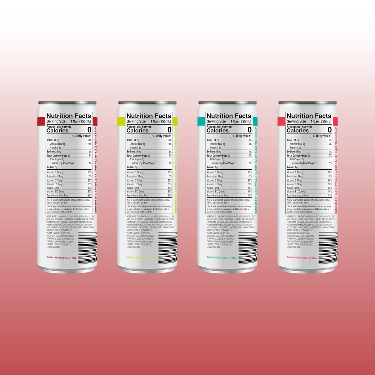 F3 Energy bottle label highlights BCAA, Panax Ginseng, and Ginkgo Biloba.