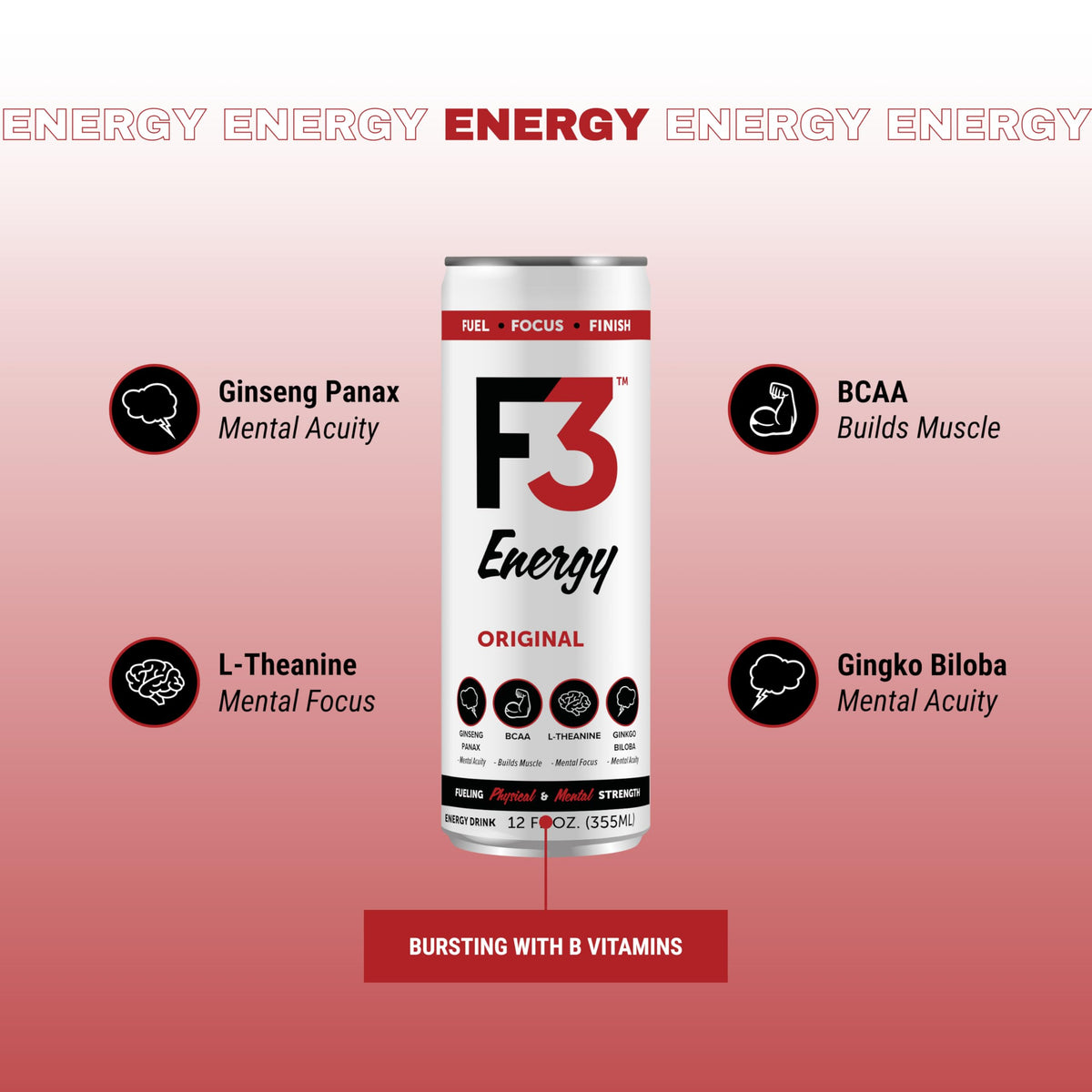 F3 Energy Tropical Theory can on a gym counter, ready for refreshment.