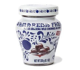 Fabbri Amarena cherries in syrup bottle elevates desserts with iconic flavor.