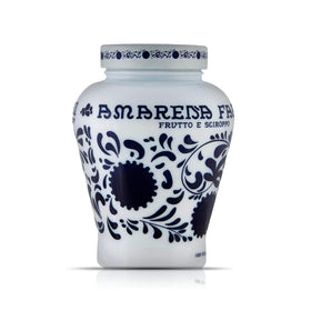 Fabbri Amarena cherries in syrup jar front for elegant Italian garnish