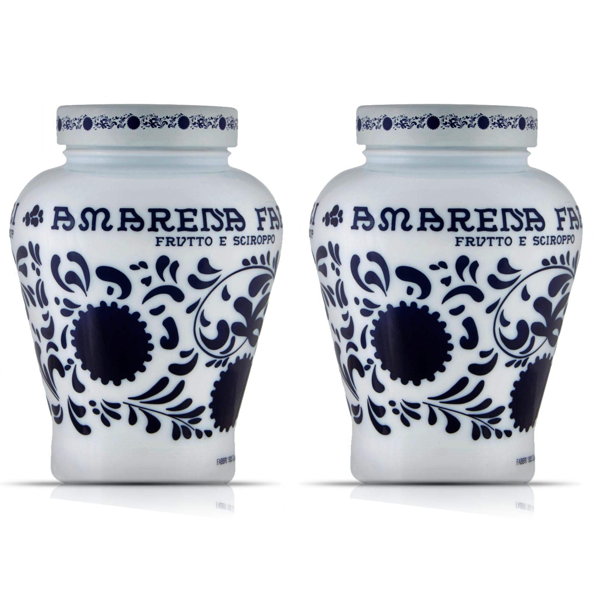 Fabbri Amarena cherries jar front view, ideal for gourmet garnish in cocktails and desserts.