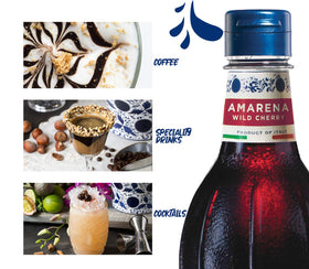 Fabbri Amarena Cherry syrup drizzle on dessert for cherry notes