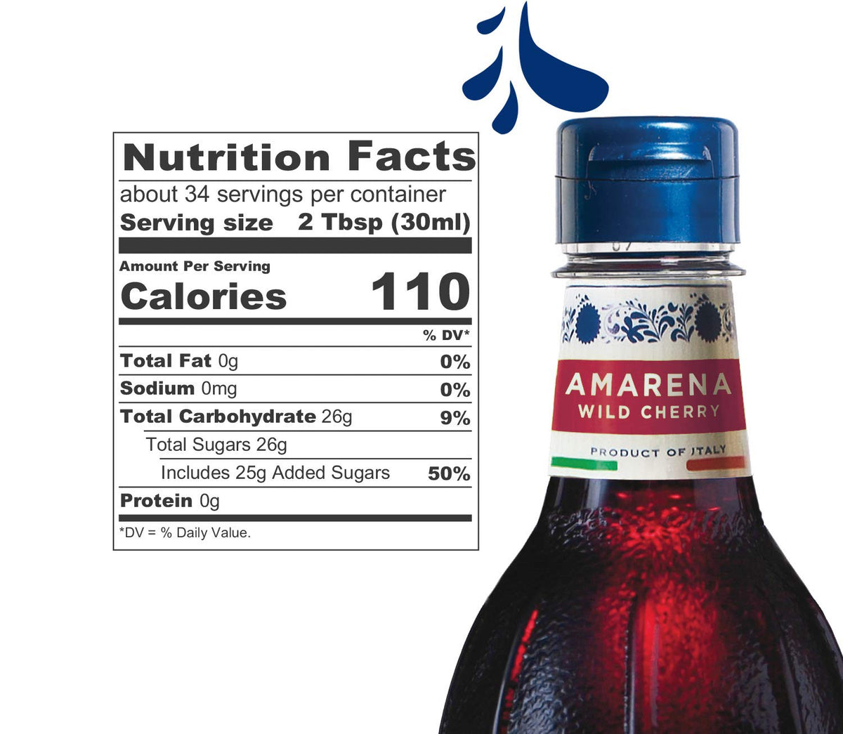 Fabbri Amarena Cherry syrup being poured into a glass for beverages