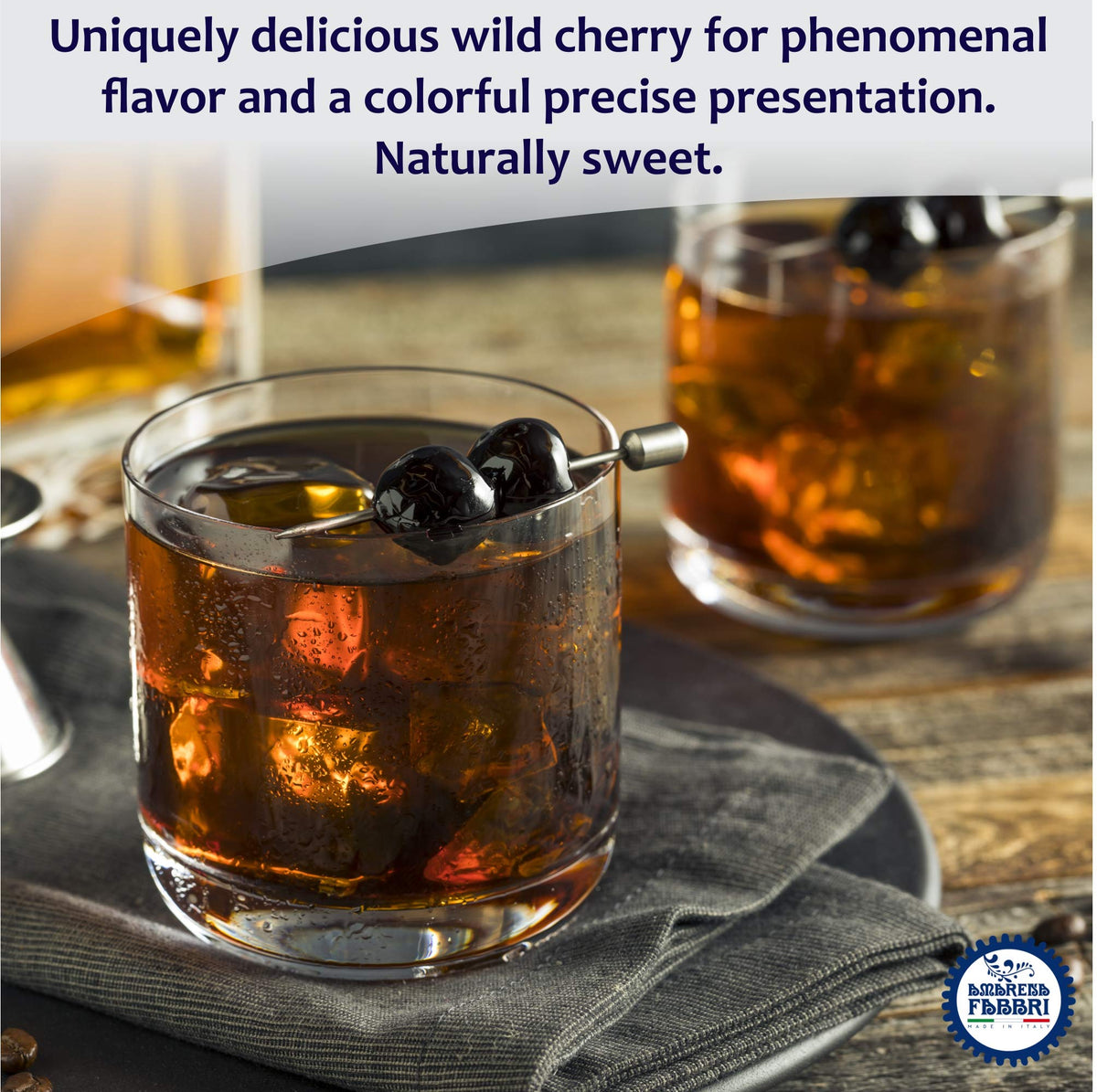 Fabbri Amarena Wild Cherries in Syrup 21 ounce jar ready to enjoy.